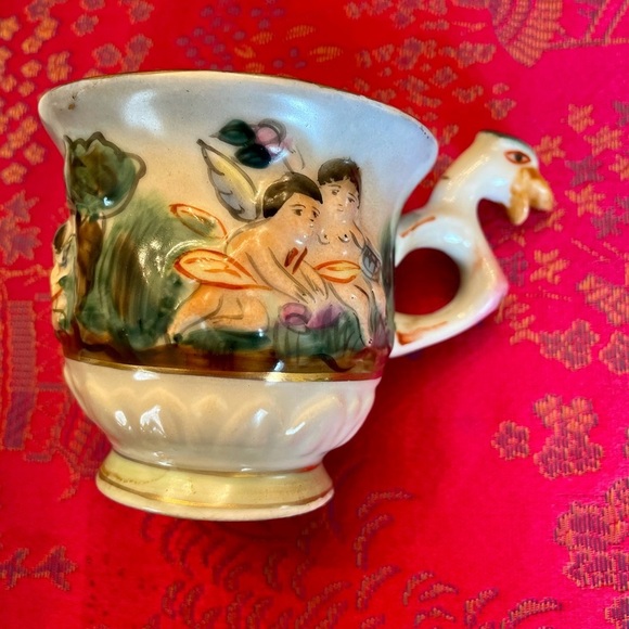 Vintage EB R. Capodimonte Tea Set, Gold Gilt Cherub Italian Porcelain, 17 Piece - Picture 8 of 16